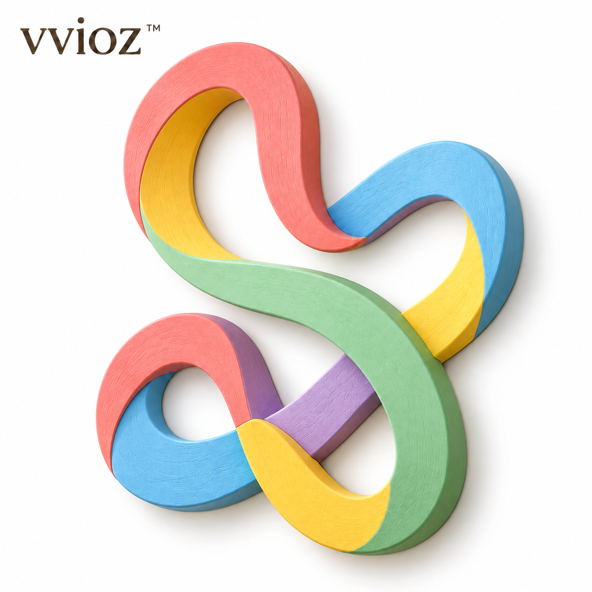 vvioz™ Looping Ribbon 3D Wooden Wall Sculpture on white background