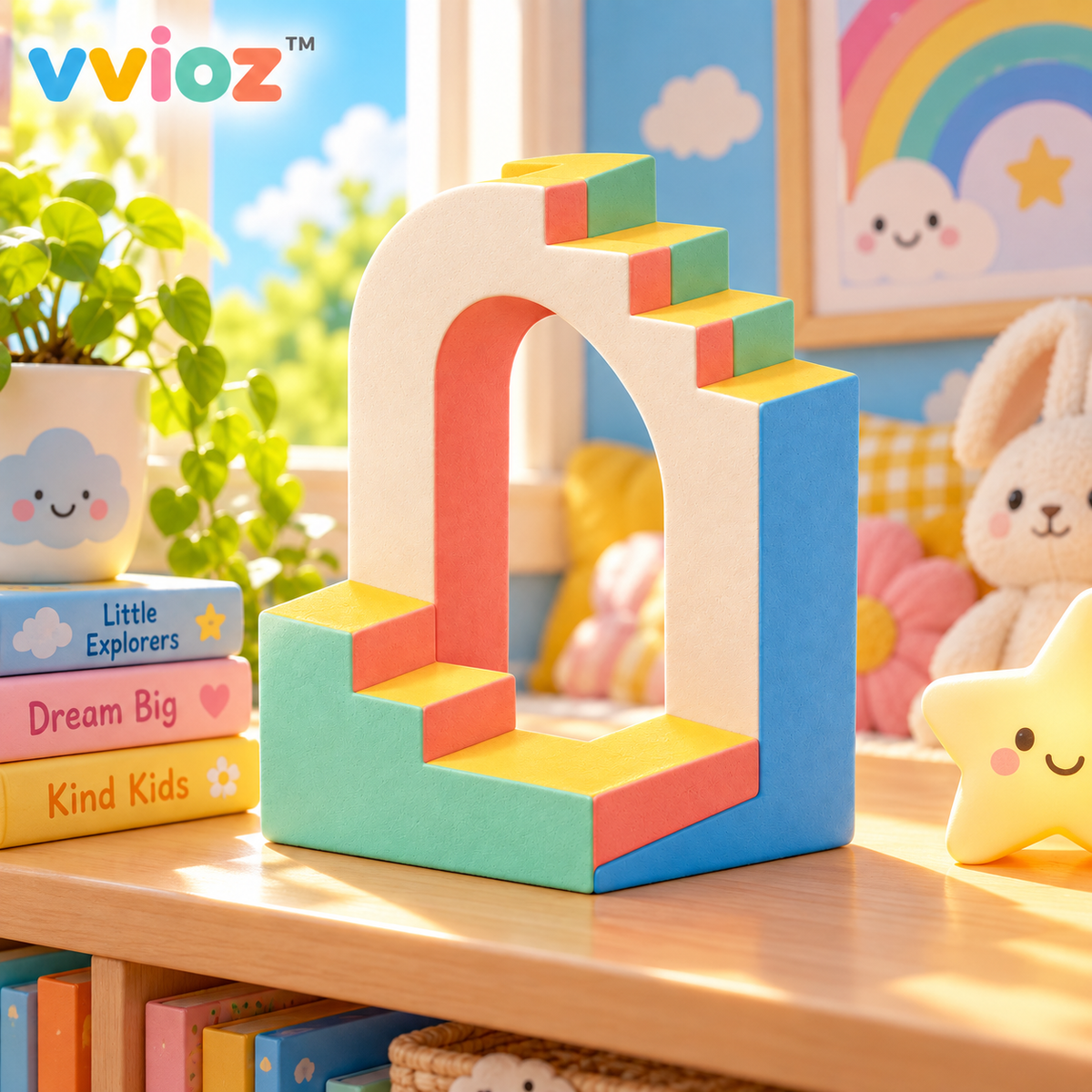 vvioz™ Impossible Arch Mini Architectural Sculpture in a bright colorful kids room