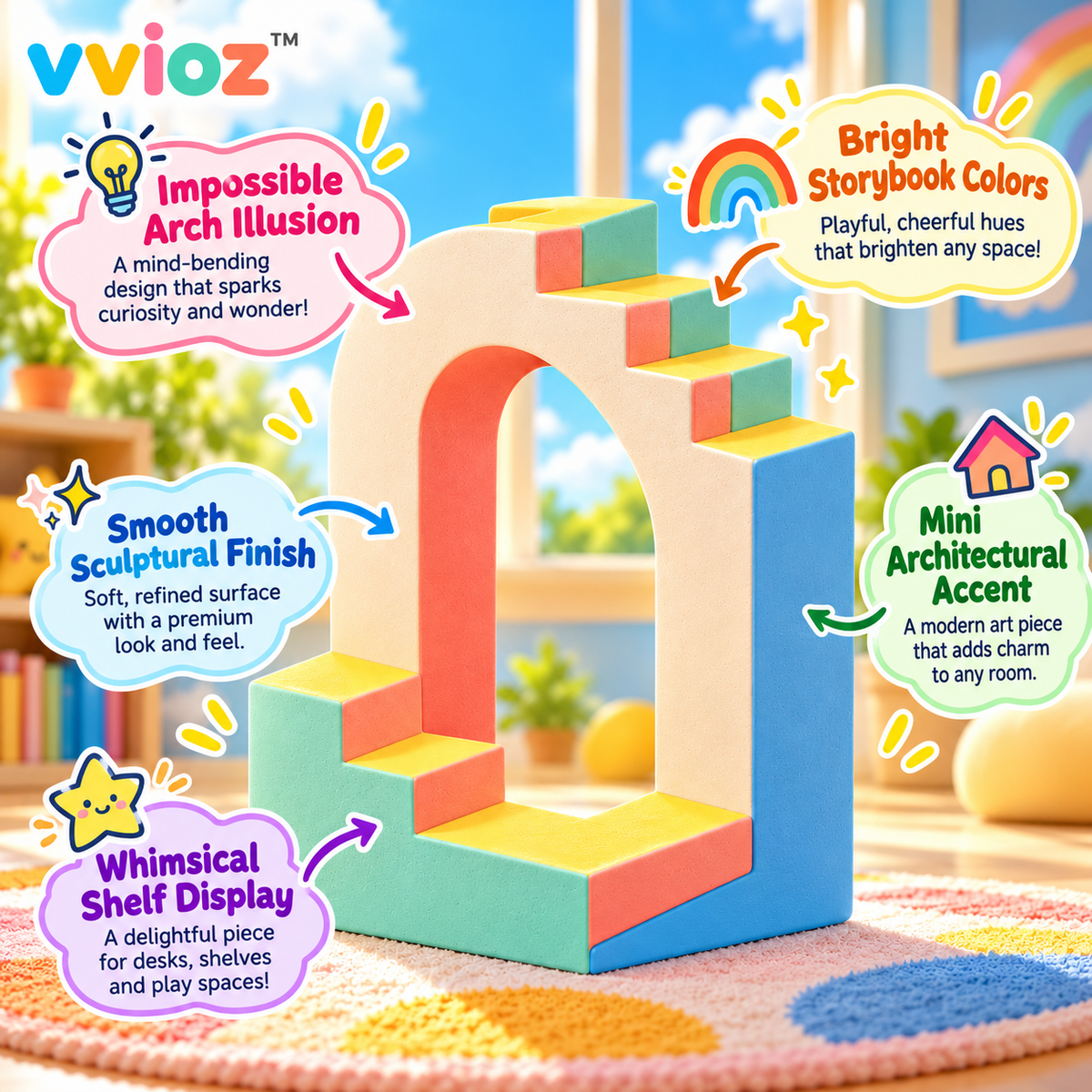 vvioz™ Impossible Arch Mini Architectural Sculpture five feature highlights