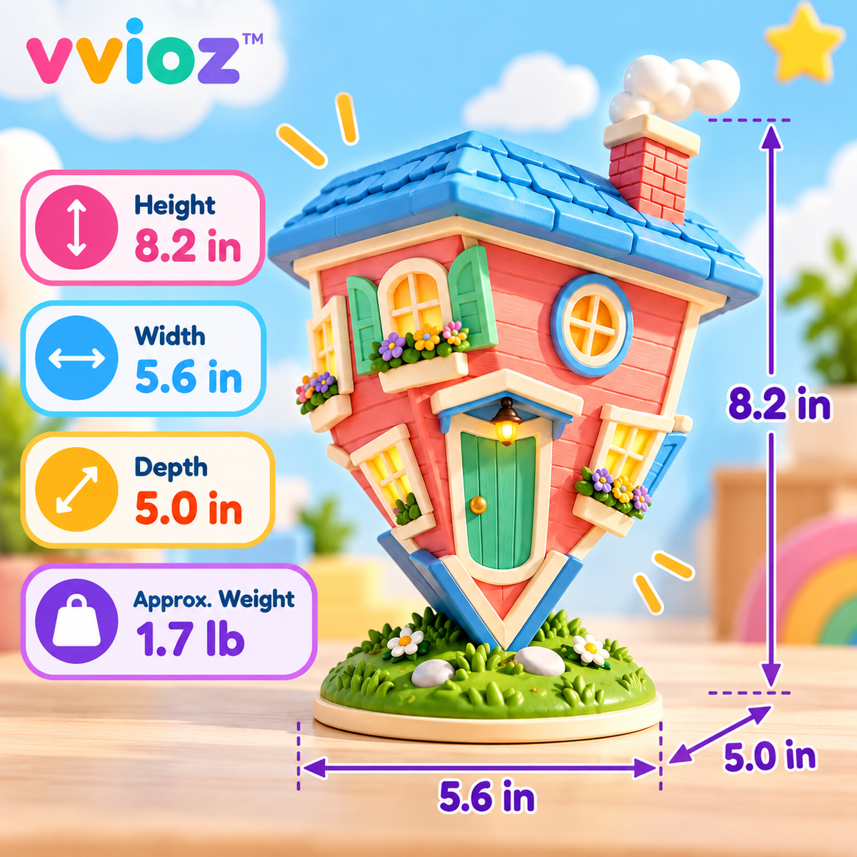 vvioz™ Upside-Down House Decorative Trinket Sculpture dimensions and weight