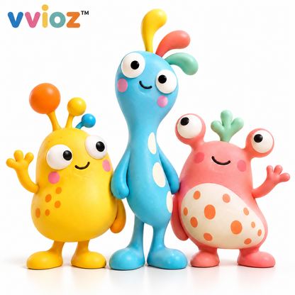 vvioz™ Odd Friends Abstract Character Sculpture Trio on white background