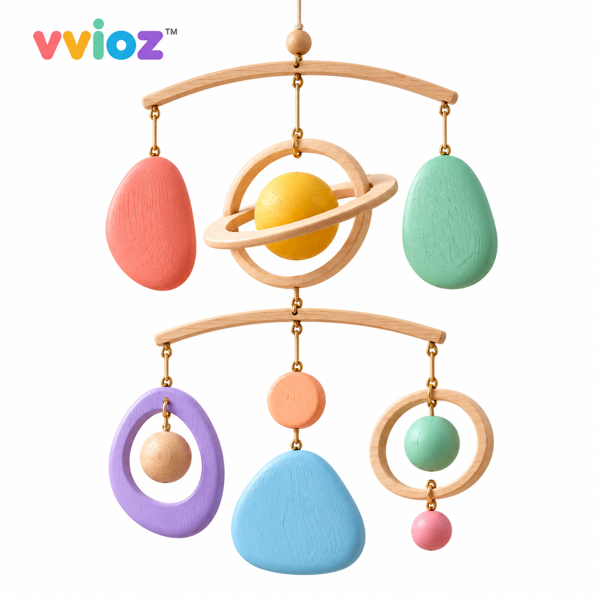 vvioz™ Orbit & Pebble Kinetic Hanging Sculptured on white background