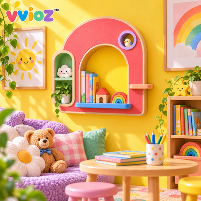vvioz™ Peekaboo Window Sculptural Wall Display Niche in a bright kids room