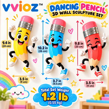 vvioz™ Dancing Pencil 3D Wall Sculpture Set dimensions and weight