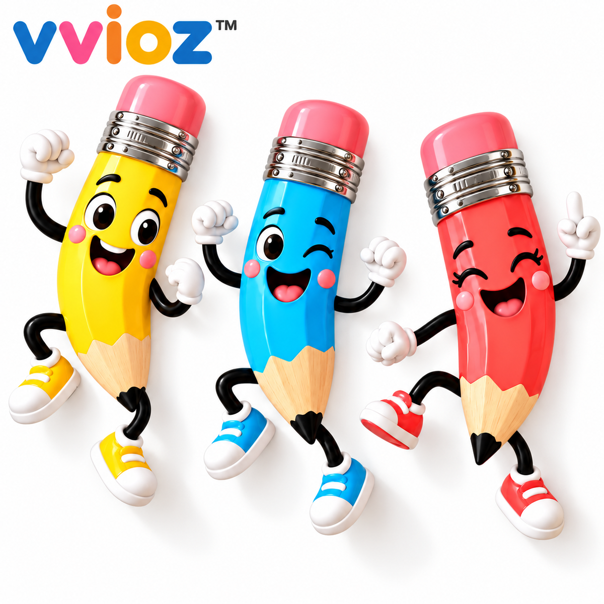 vvioz™ Dancing Pencil 3D Wall Sculpture Set on white background