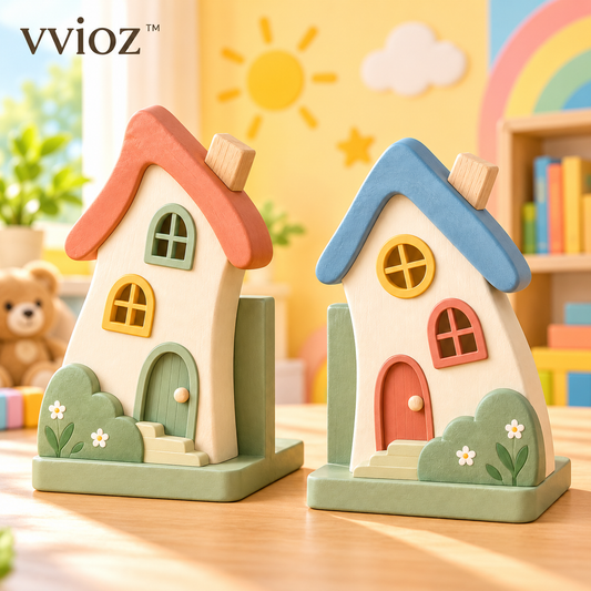 vvioz™ Wobble House Sculptural Kids Bookend Set main product view